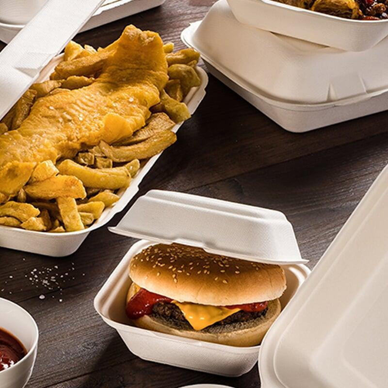 clamshell box food bagasse container